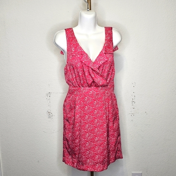 BCBG Generation Raspberry Pink Printed Dress Size 4 V-Neck BCBGeneration - Picture 1 of 10